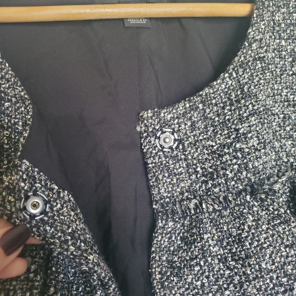 Halogen Ruffle Detail Tweed Jacket size Petite Large - Picture 11 of 13